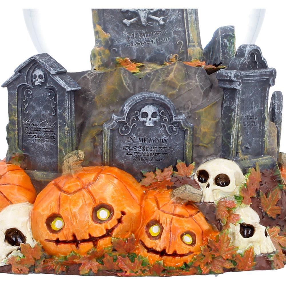 Halloween Black Cat Snow Globe Pumpkin Graveyard Skull Gothic Ornament