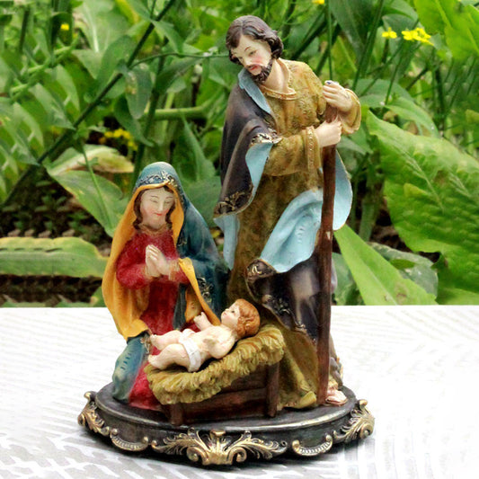 Nativity Scene Figurine - Hand-Painted Holy Family Statue, Beautiful Christmas Decor for Home or Church, Inspirational Holiday Decoration