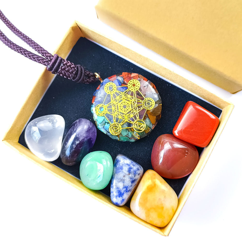 Irregular Natural Crystal Onyx Stone Color Necklace Set