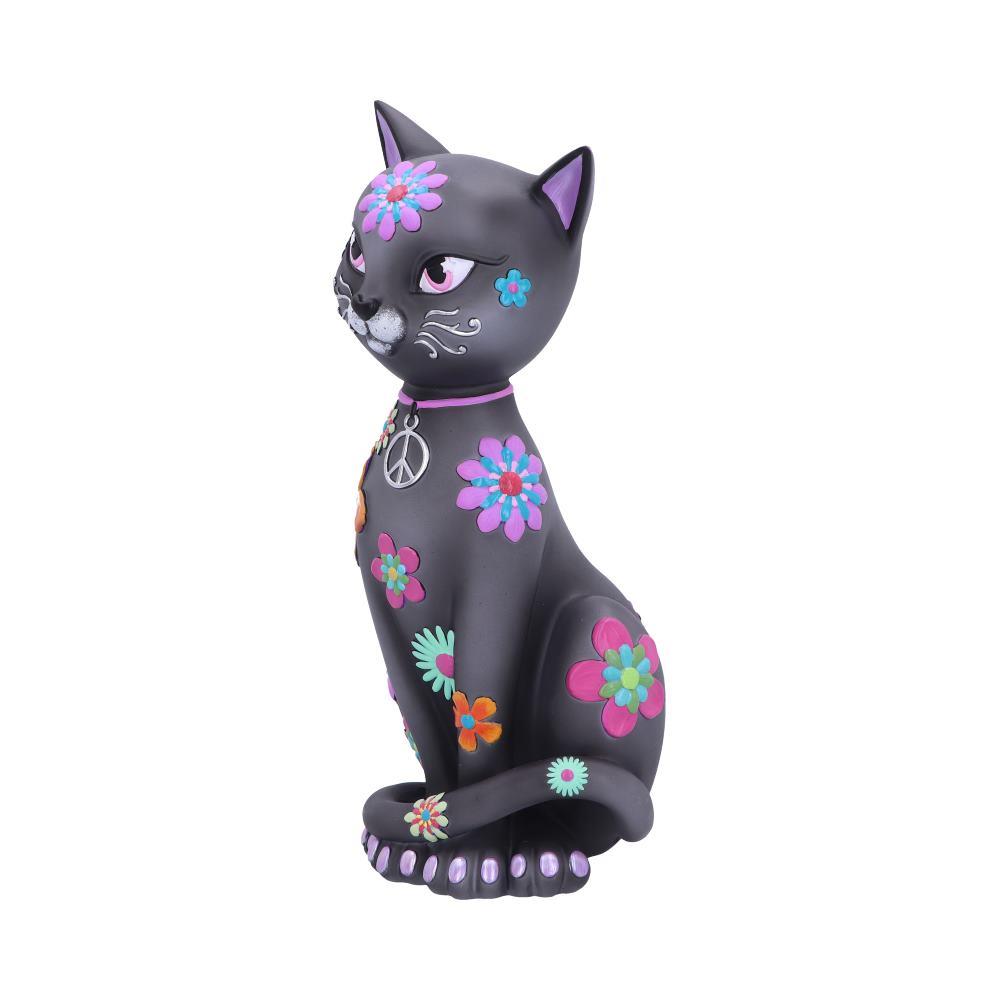 Boho Cat Ornament Colourful Hippy Kitty Figurine Funky Bohemian Animal Decor