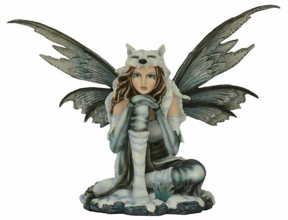 Large Wolf Shaman Fairy Sculpture Statue Mythical Creatures Figure Gift Fantasy Gothic Ornament