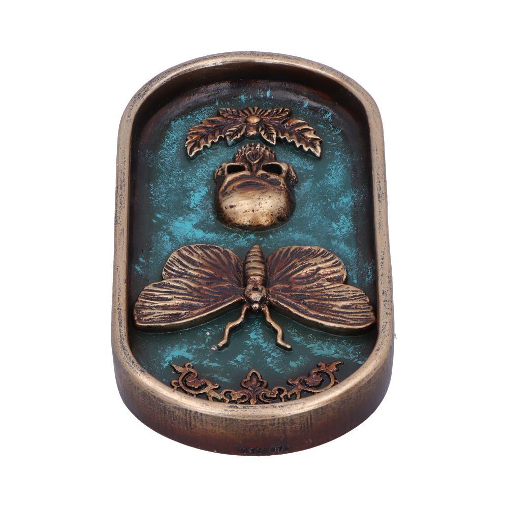 Dark Gothic Moth Skull Incense Stick Holder | Ornate Resin Burner Alternative Decor