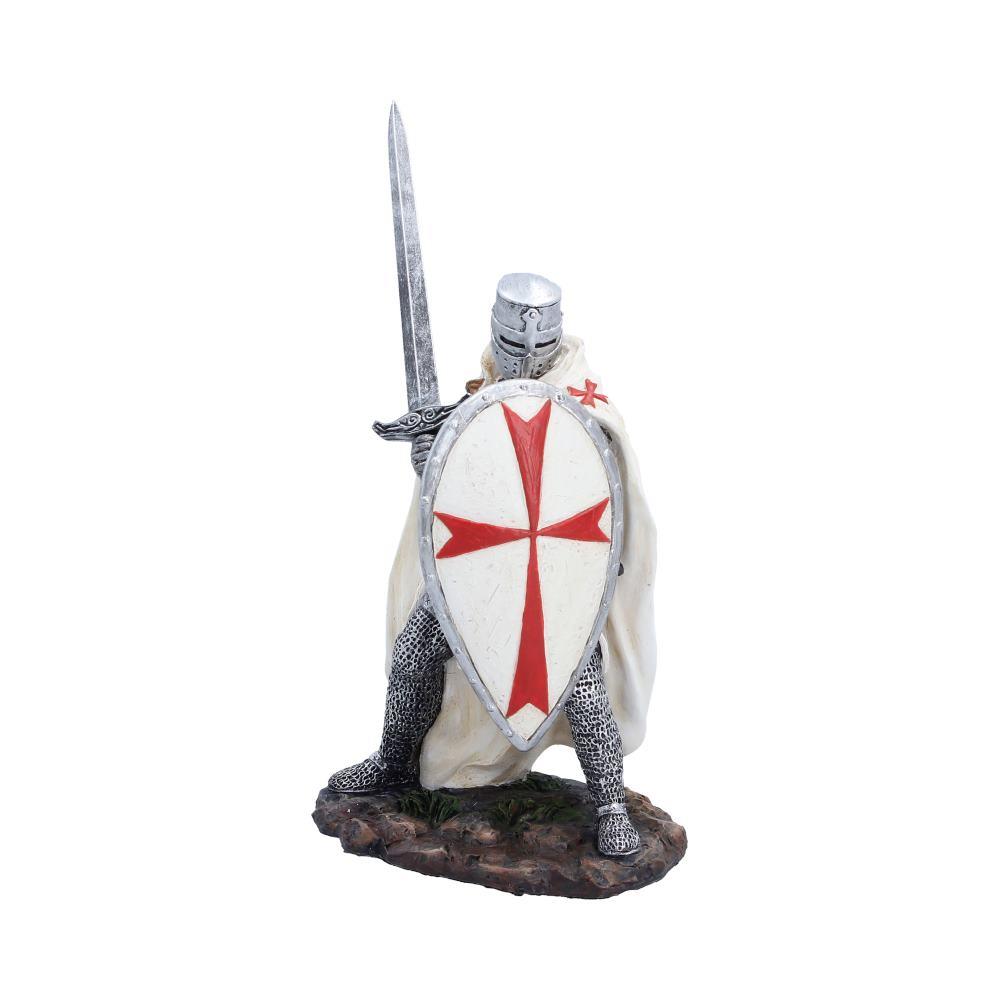 White Templar Knight Statue Figurine Ornament Medieval Crusader Sword Shield