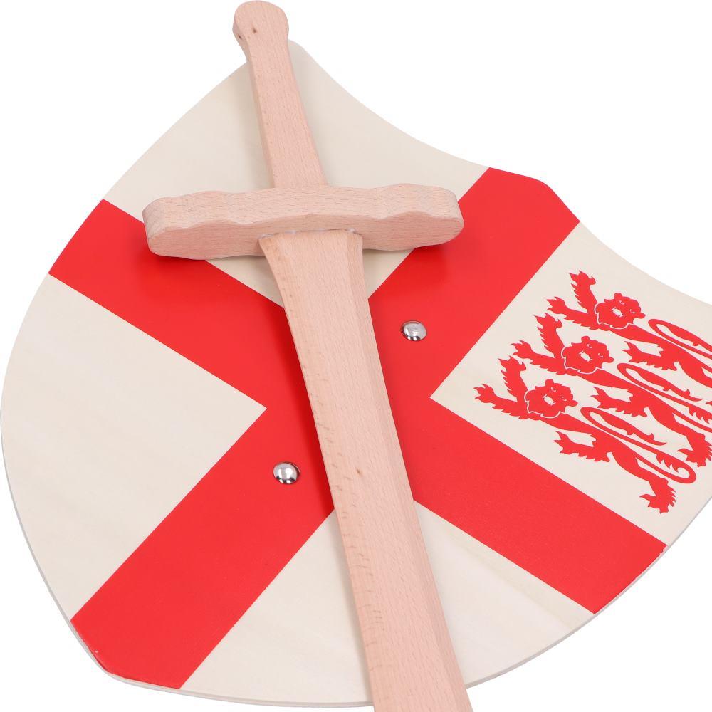 St. George Medieval Wooden Shield & Sword Set Knight Costume Accessory