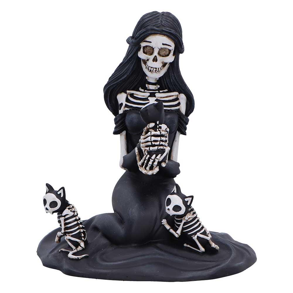 Eternal Affection Gothic Skeleton Statue with Cats Sculpture Dark Romantic Decor