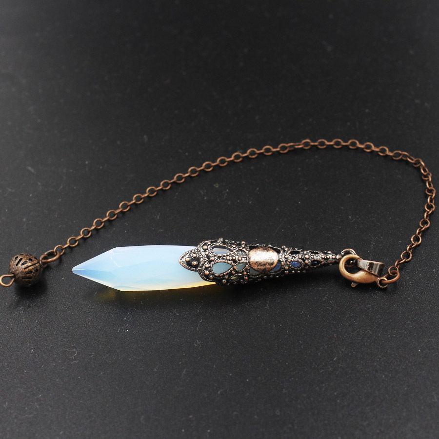 Faceted Crystal Column Pendant Pendulum Bronze Tapered Pendant