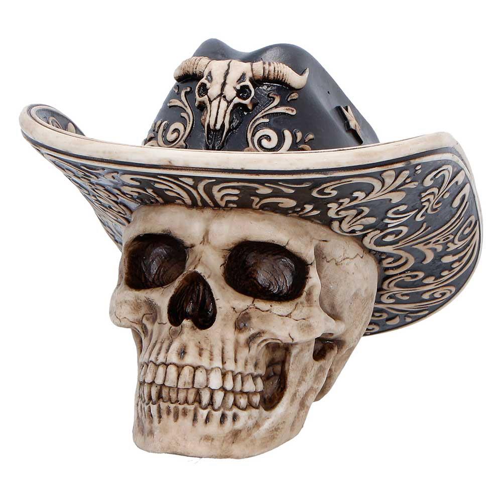 Cowboy Skull Statue Figurine Ornament Sculpture Wild West Gothic Home Decor