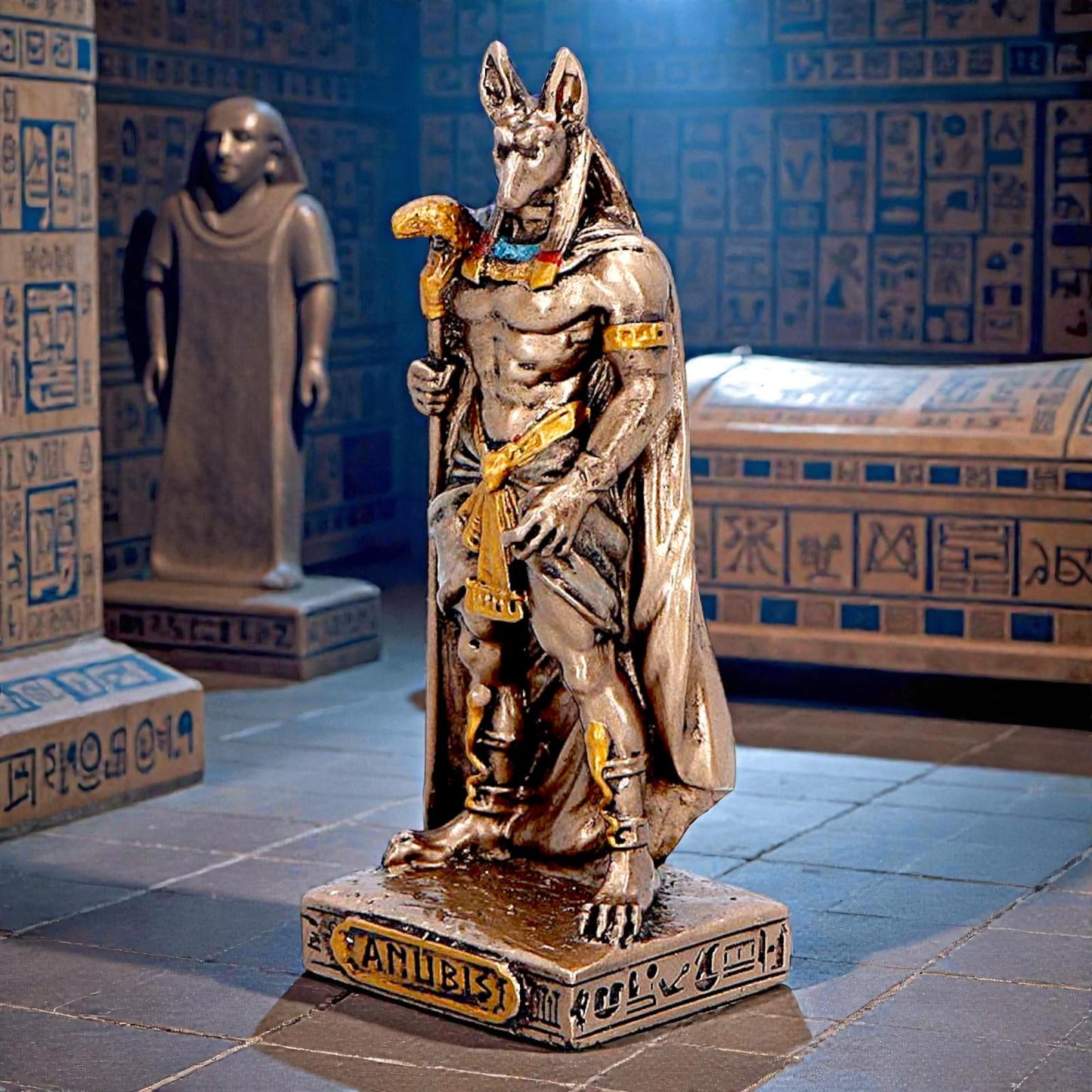 Small Anubis Egyptian God Mini Figurine Afterlife Deity Statue Mythology Decor