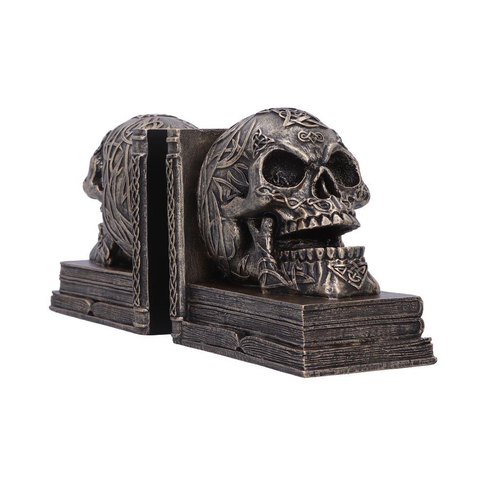 Celtic Skull Bookends Bronze Finish Decorative Shelf Decor Gothic Horror Ornaments