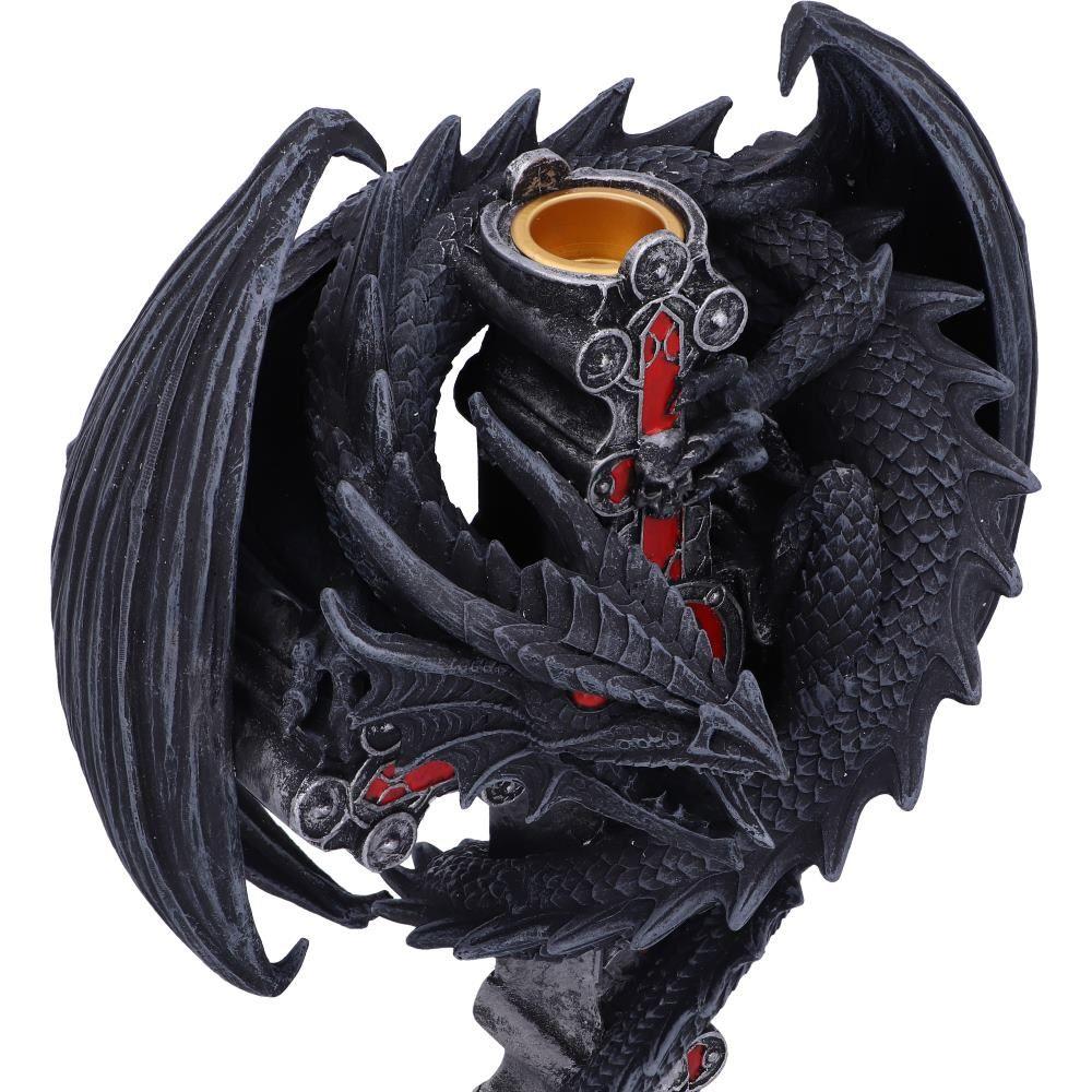 Anne Stokes Gothic Guardian Dragon Cross Candle Holder 26.5cm - Gothic Decor