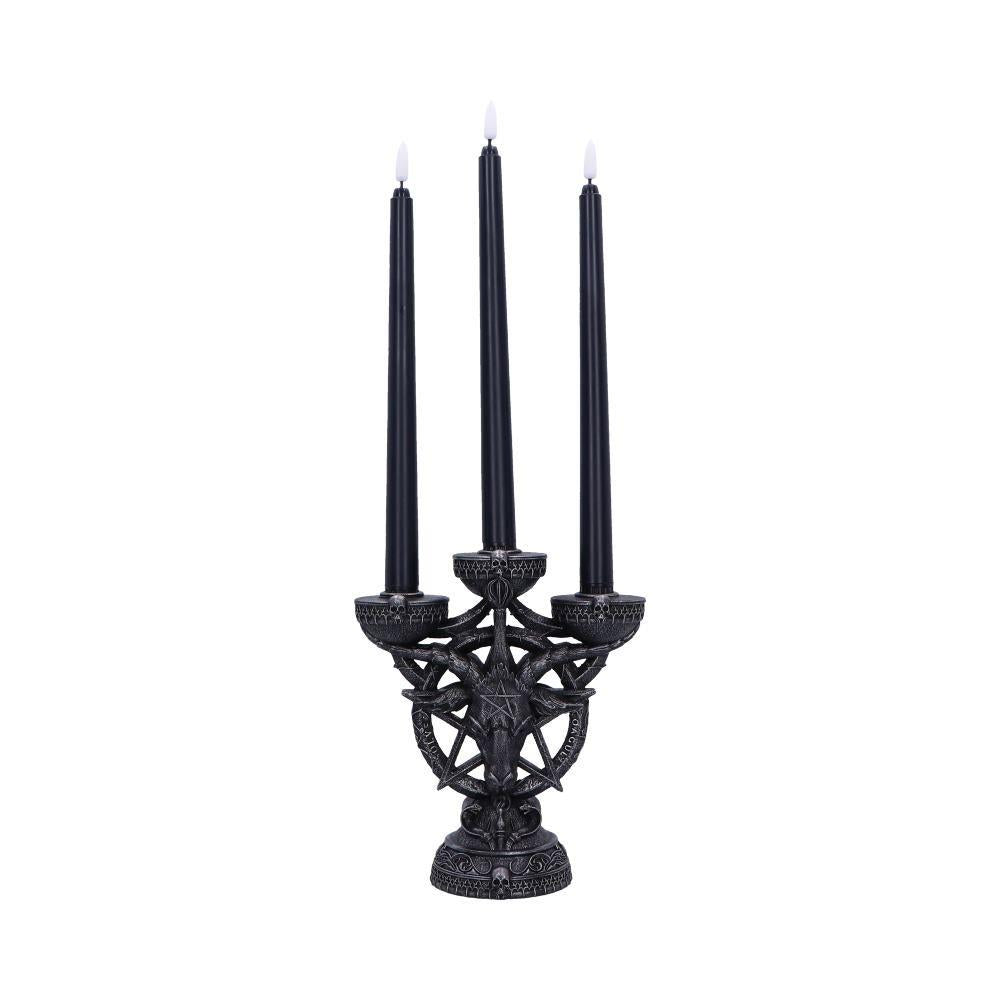 Baphomet's Radiance Candelabra 46cm with LED Candles | Gothic Occult Home Decor Nemesis Now Design