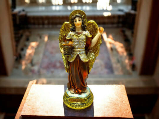 Archangel Barachiel Resin Figurine, 15cm – Blessings & Prosperity Angel Statue, Spiritual Guardian Decor, Elegant Religious Art