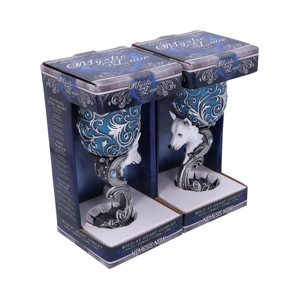 Fantasy White Wolf Enchanted Goblet Set Gothic Chalice Mystical  Drinkware Art