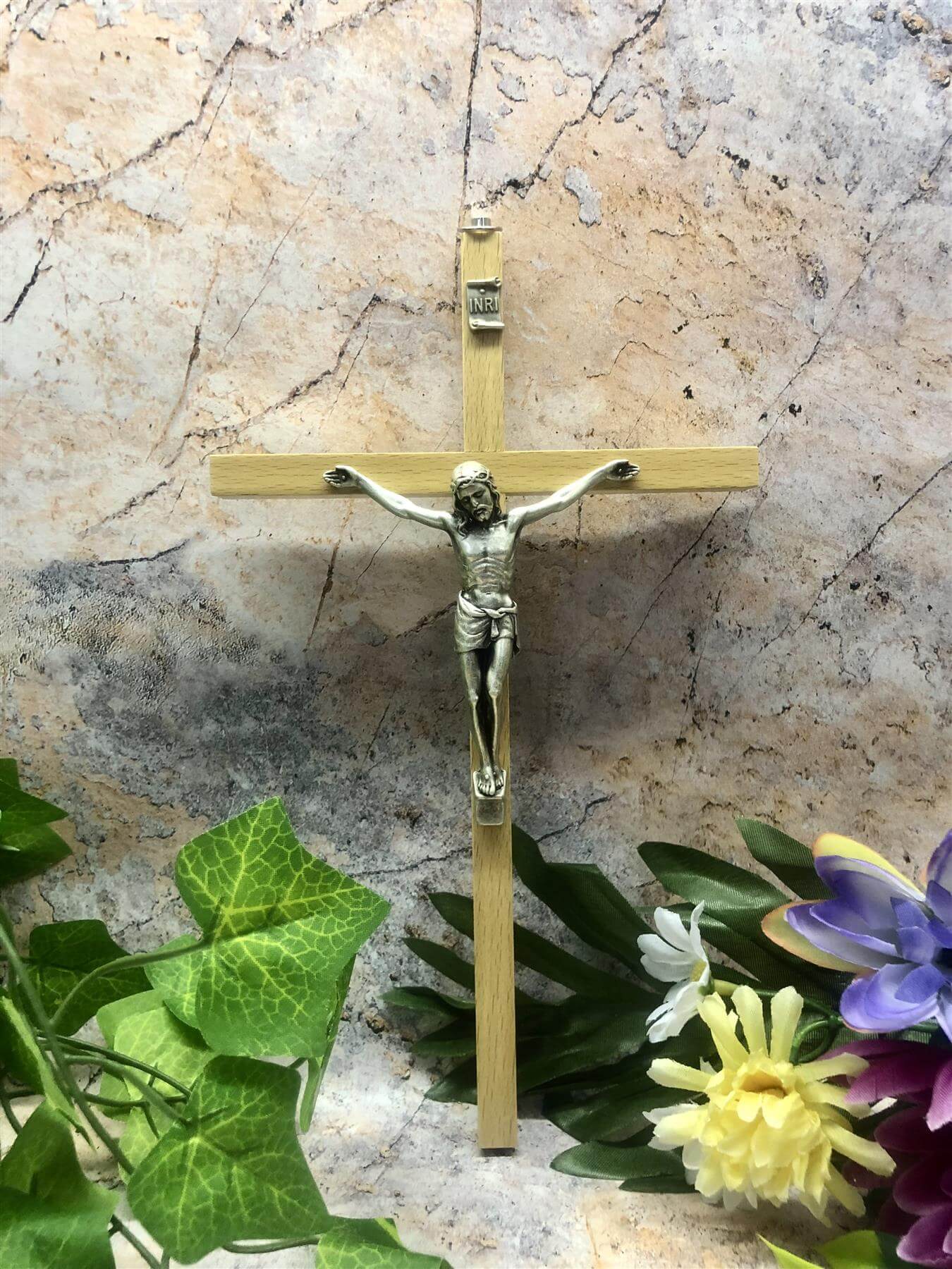 Classic Beech Wood Crucifix, Elegant Wall Hanging Cross, Spiritual Christian Decor, Religious Symbol, Devotional Accent, Inspirational Gift