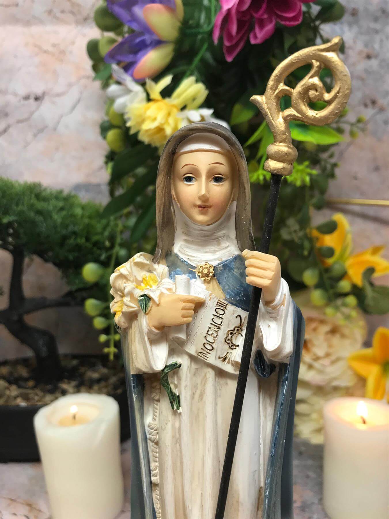 Saint Beatrice Statue Catholic Sculpture Religious Santa Beatriz Beatrix Ornament Figurine