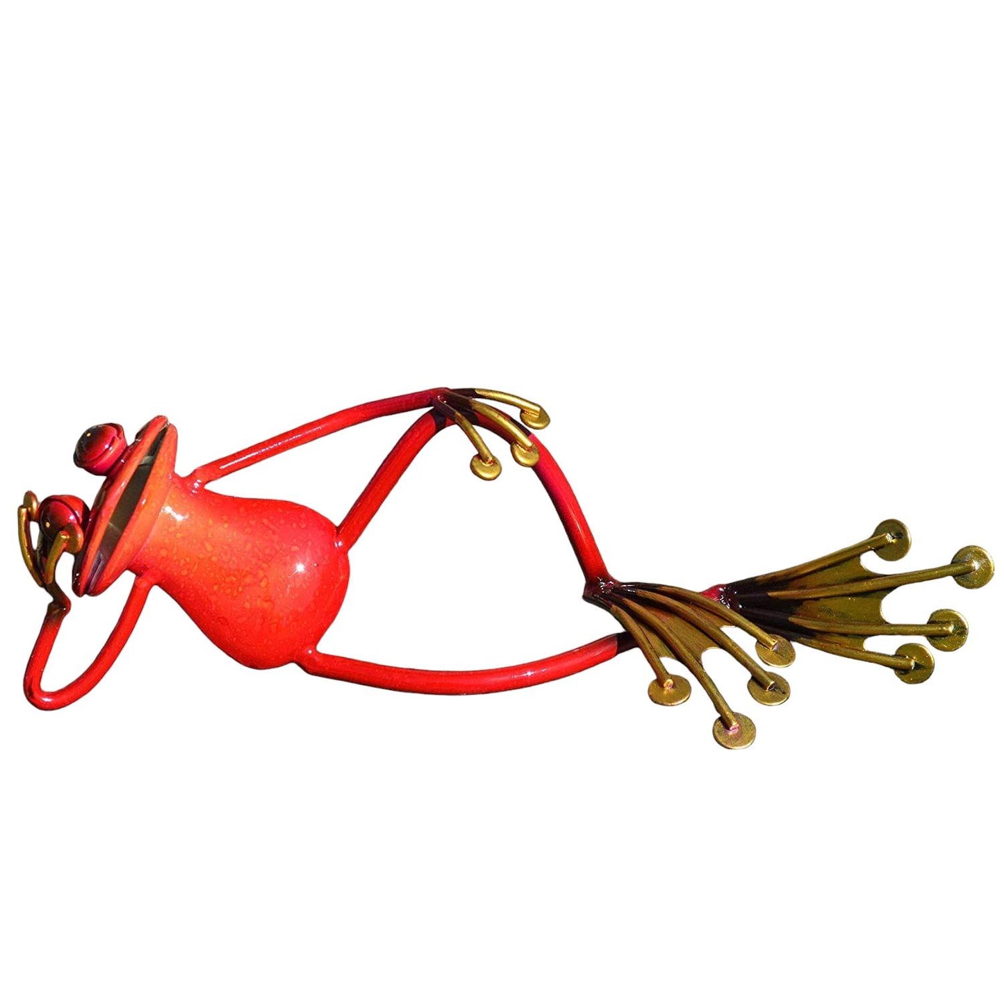 Stunning Red Enamelled Metal Frog Art Décor - Cute Garden & Home Ornament, 32cm