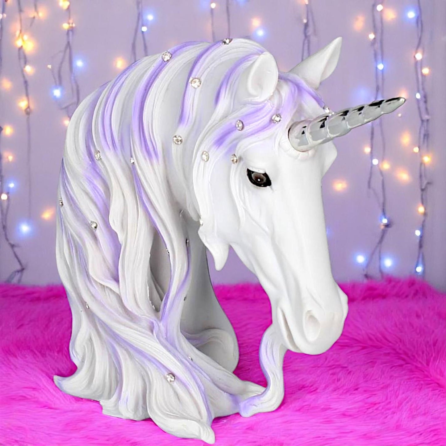 Enchanted Unicorn Bust Ornament Magical Fantasy Decor Mythical Creator Statue