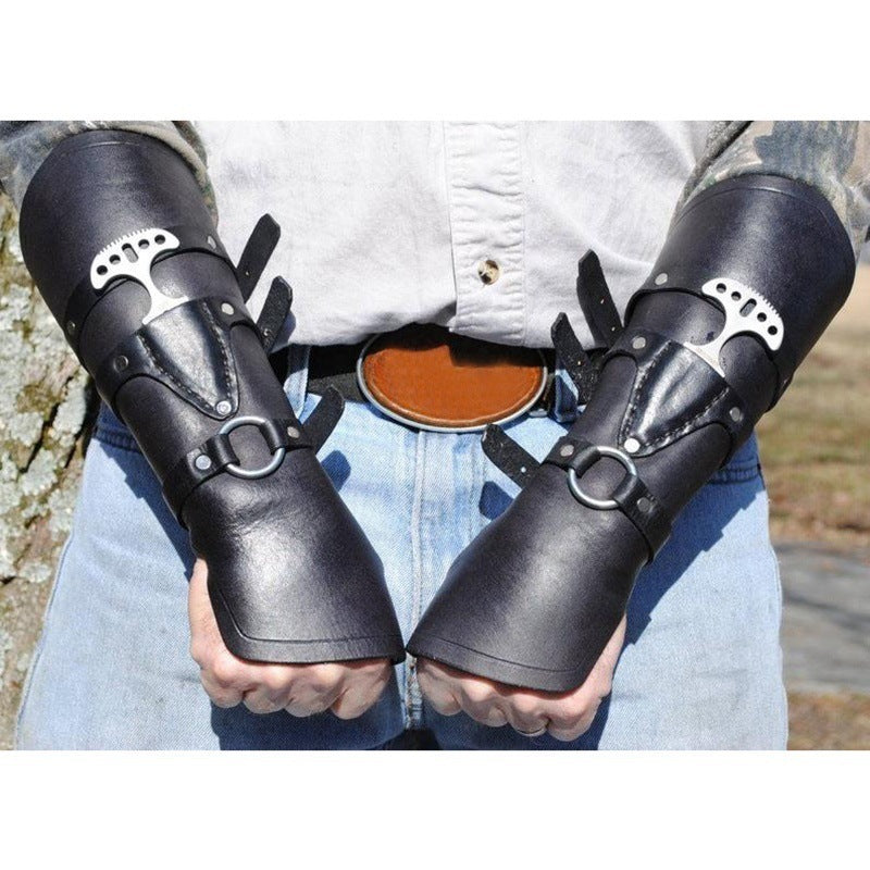 Medieval Steampunk Men's Vintage Rivet Buckle Strap Gloves