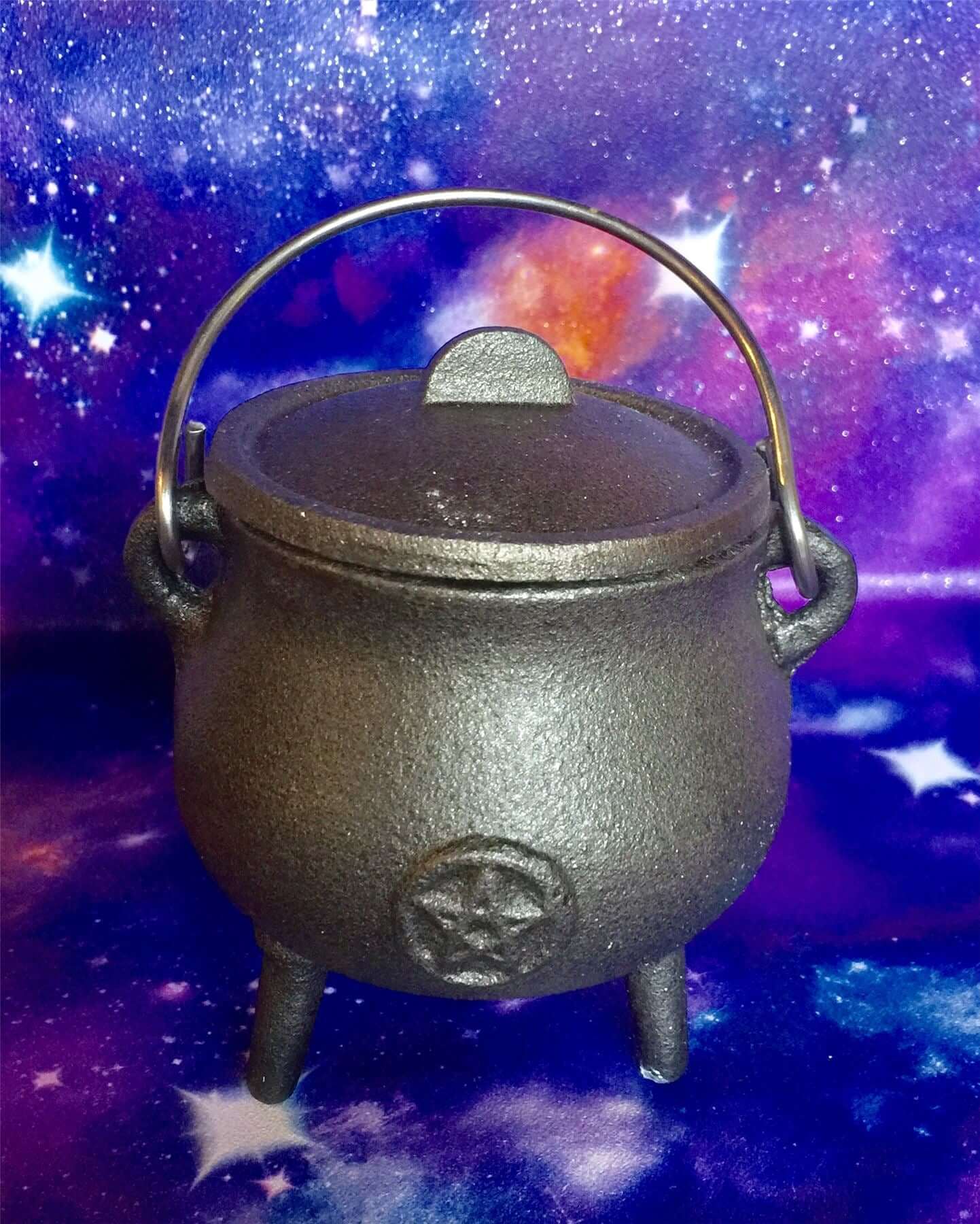 Cast Iron Cauldron Pentagram Wiccan Supplies Pagan Gift Altar Pentacle Spellcast Potions