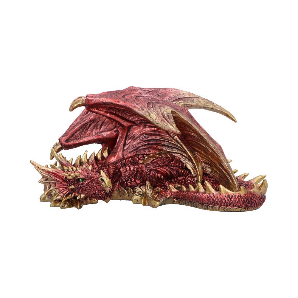 Mythical Red Gothic Dragon Resting Fantasy Creature Figurine Enchanted Decor