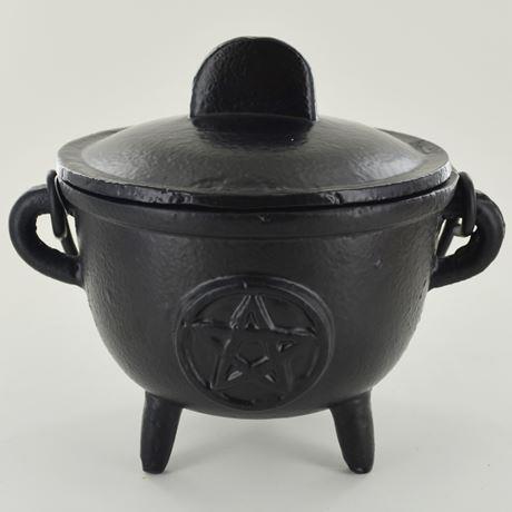 Witchcraft Cast Iron Pentagram Cauldron Medium Wiccan Pagan Spiritual Tool