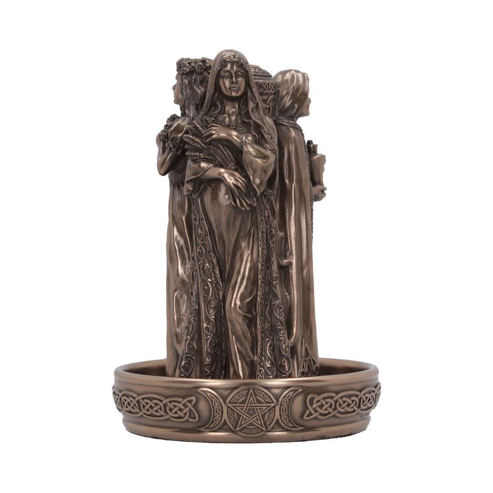 Celtic Triple Goddess Statue Incense Burner Pagan Altar Decor Smoke Cone Holder