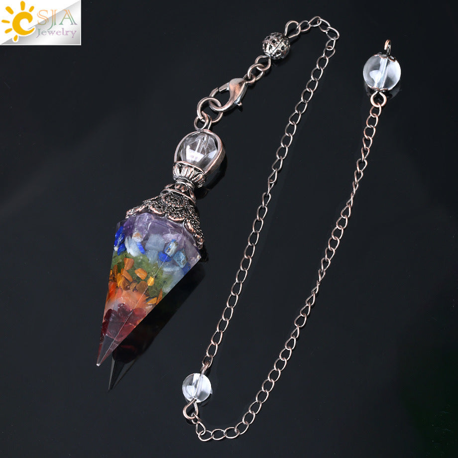 Colorful Crystal Pendulum Natural Gravel Pendant