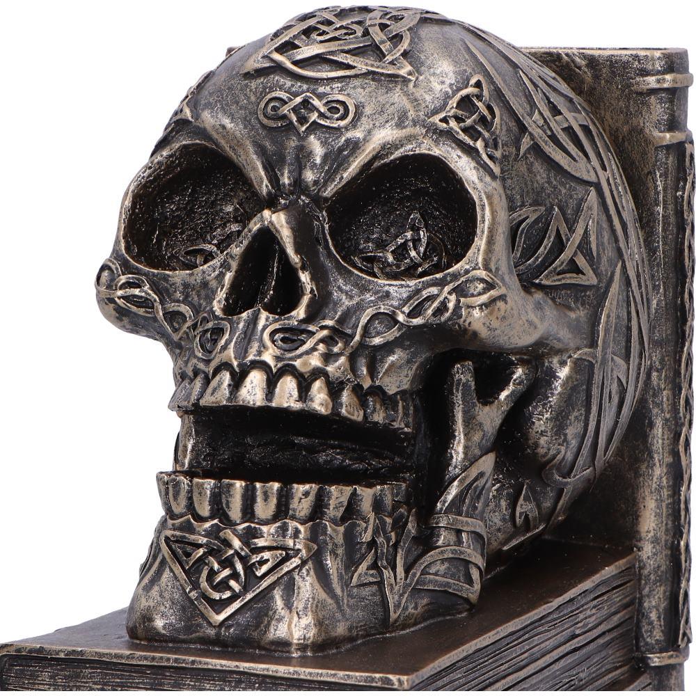Celtic Skull Bookends Bronze Finish Decorative Shelf Decor Gothic Horror Ornaments