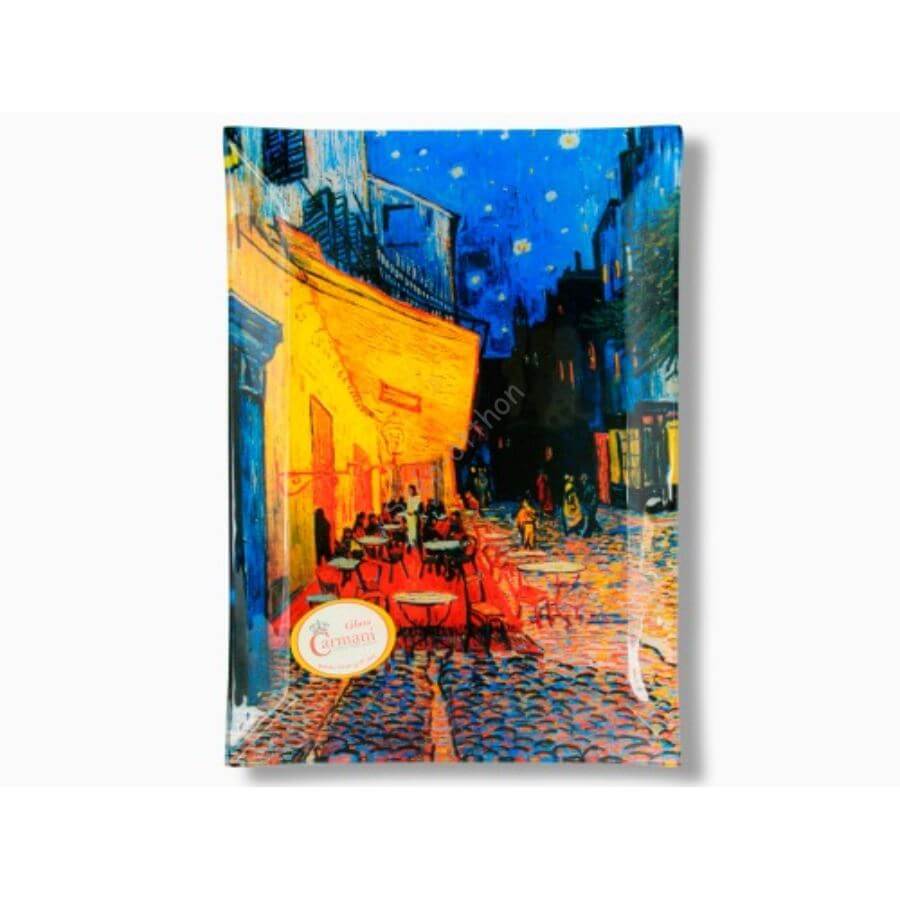 Designer Decorative Rectangular Plate Vincent Van Gogh Café Terrace at Night