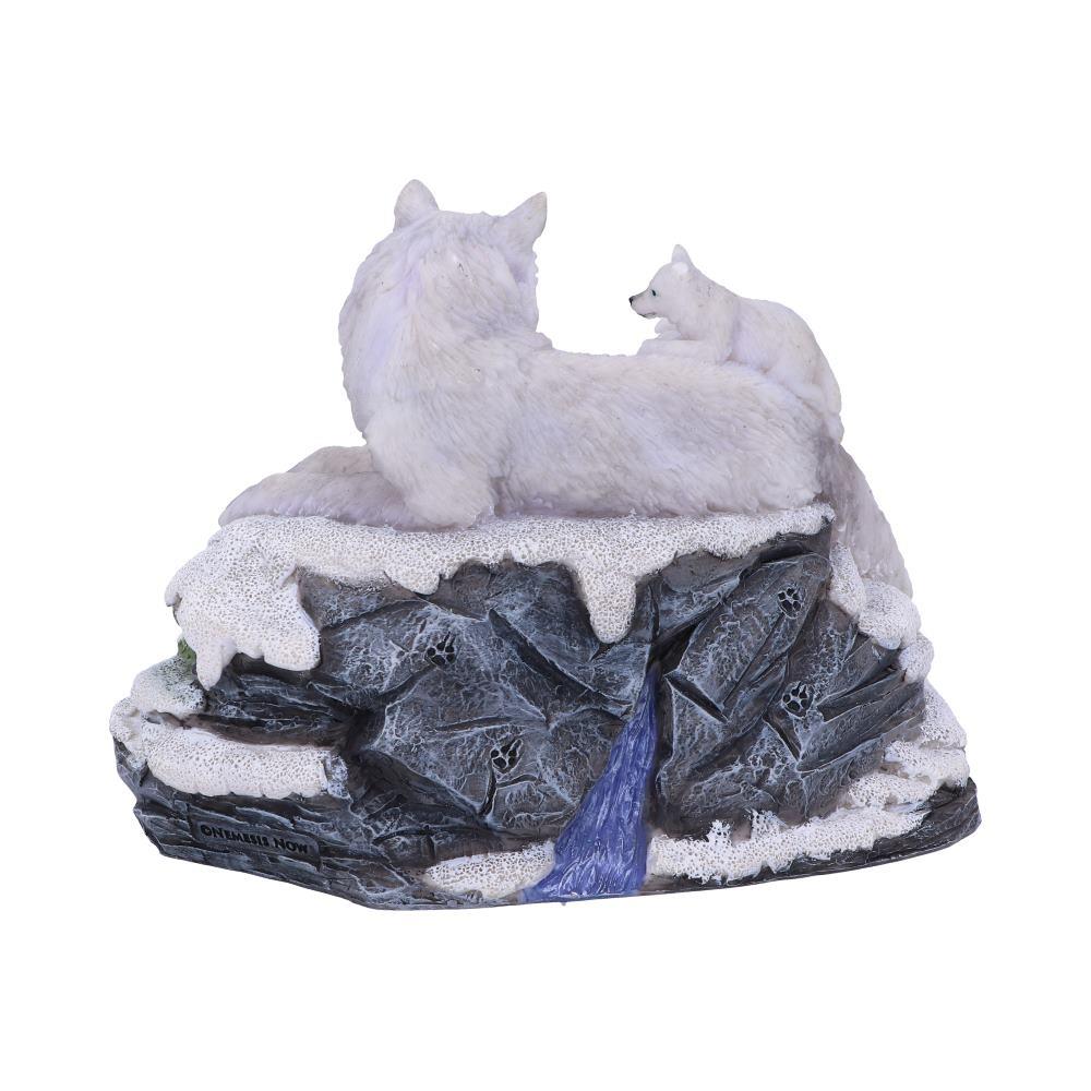 Mother Wolf with Pups Perpetual Calendar Arctic Wildlife Figurine Home Decor