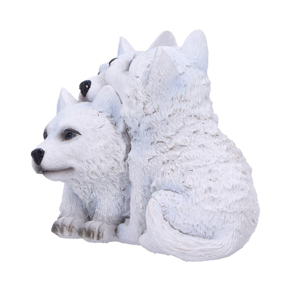 Adorable Wolf Cub Figurine Trio Realistic Pups Ornament Fantasy Nature Statue