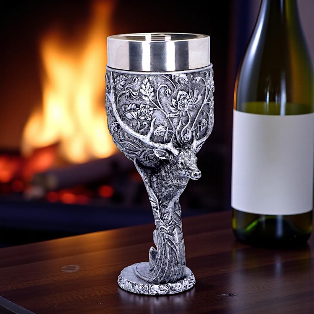 Celtic Stag Head Goblet Monarch of the Glen Chalice Pagan Gothic Altar Wine Cup