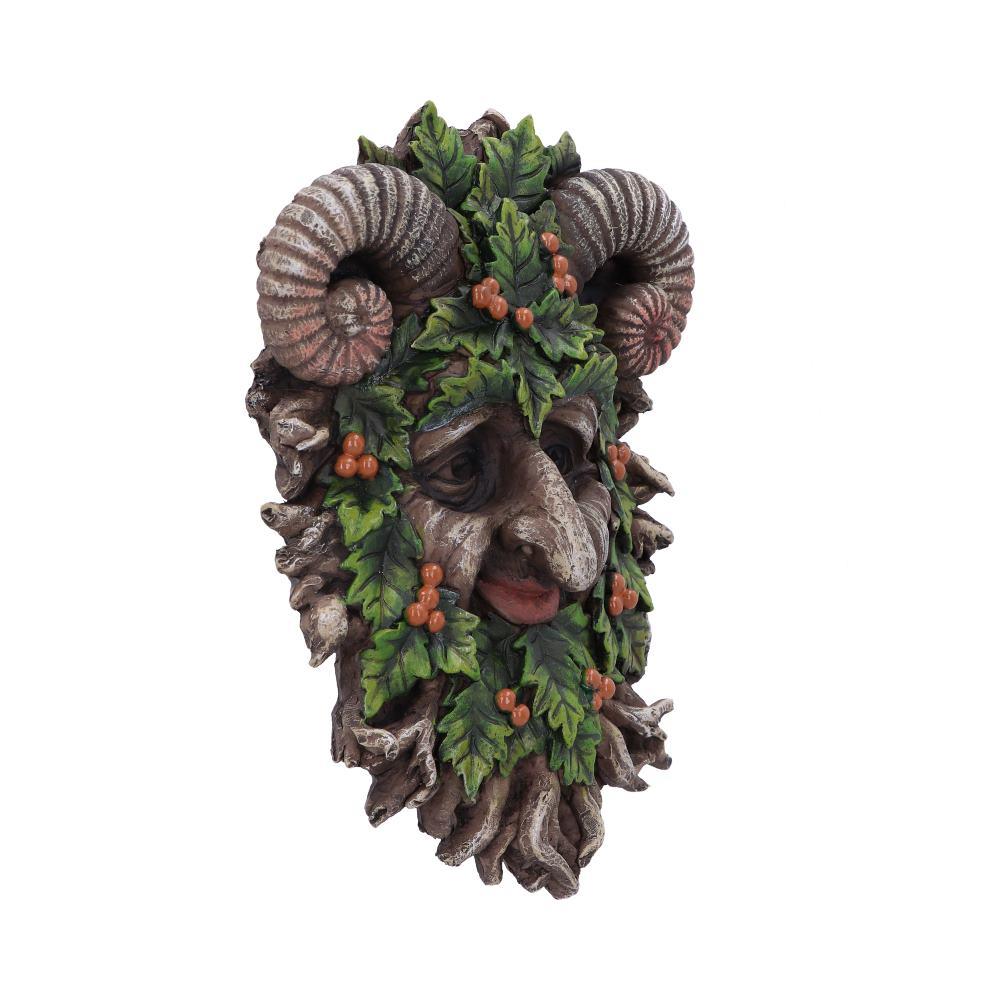 Pagan Horned Forest Guardian Sculpture Green Man Wall Plaque Wiccan Decor