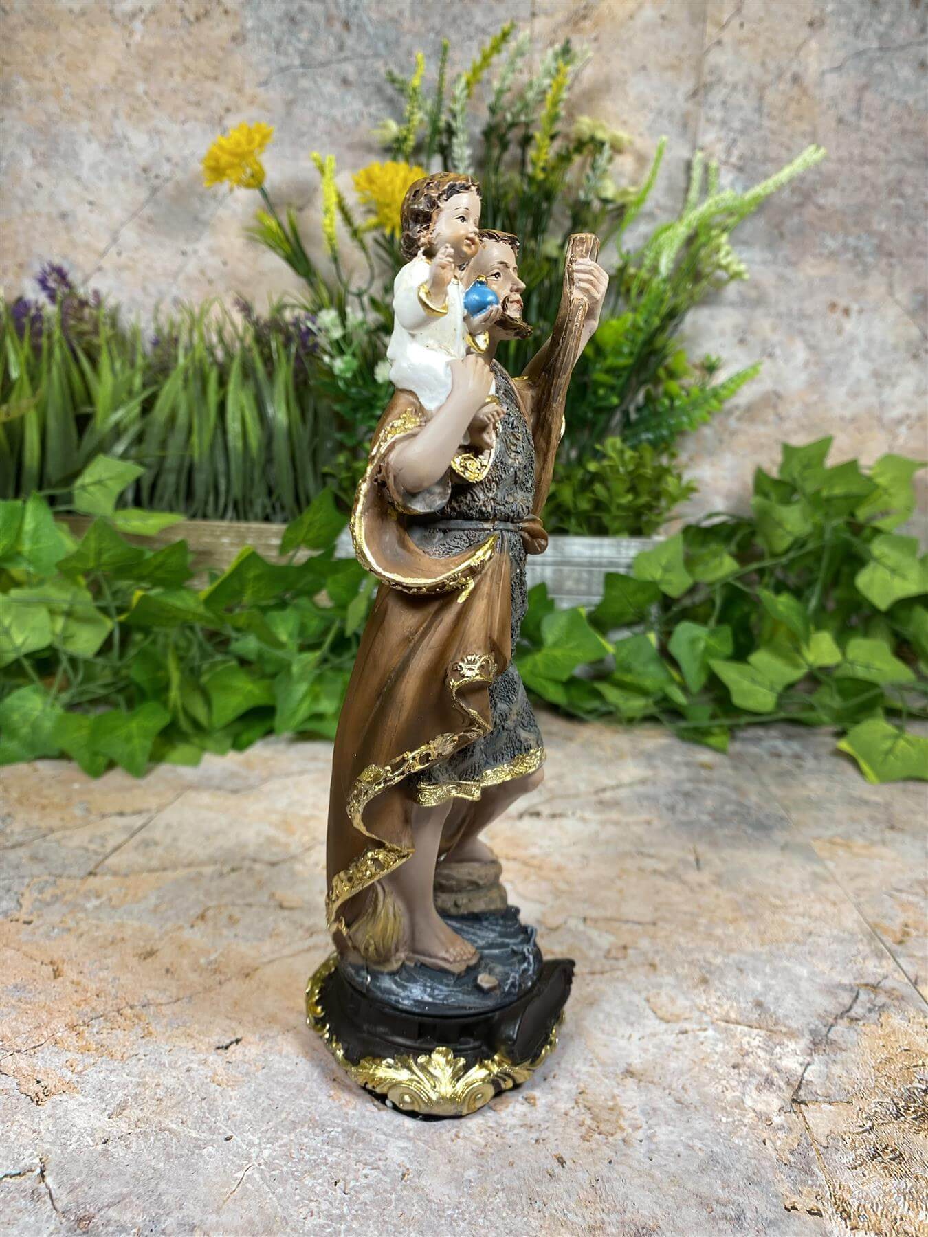 Statue of Saint Christopher & Jesus Religious Figure Religious Sculpture 20 cm-Osiris Craftworks