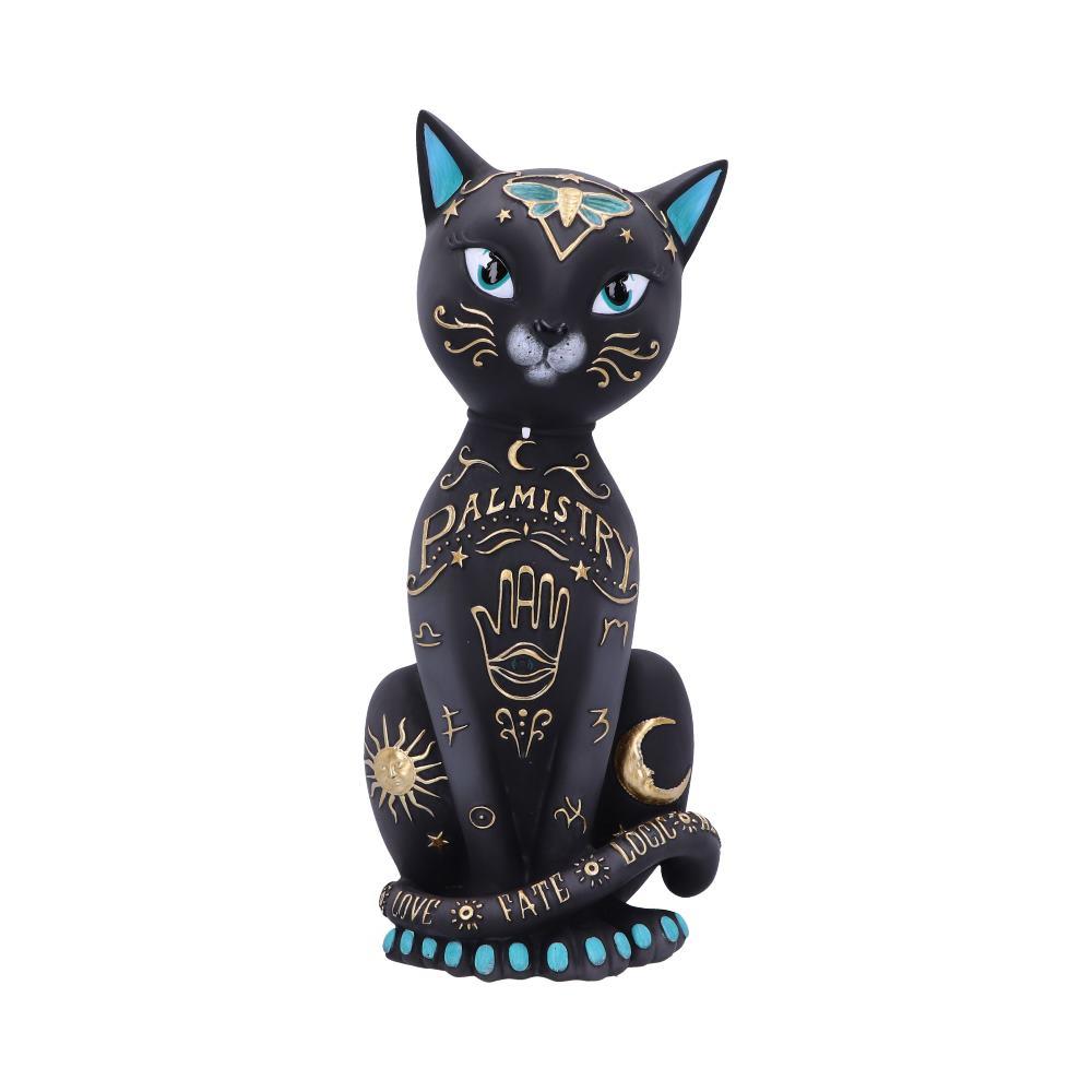 Gothic Palmistry Cat Statue Wiccan Mystical Figurine Astrology Witch Home Decor