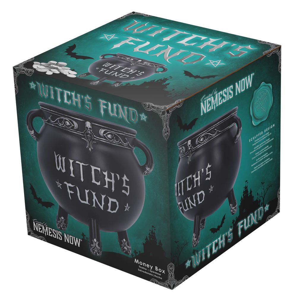 Witch's Fund Cauldron Money Box 16.5cm | Gothic Wiccan Resin Decor | Hand-Painted