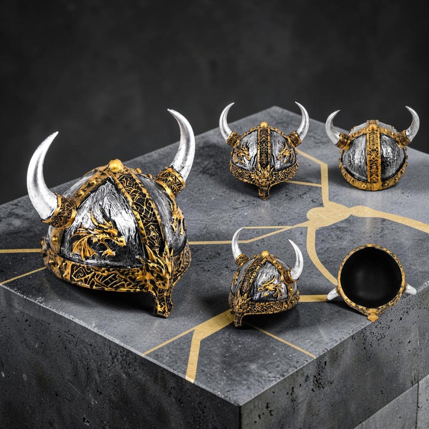 Norse Dragon Viking Helmet  Medieval Warrior Armour Display Ornament Gift