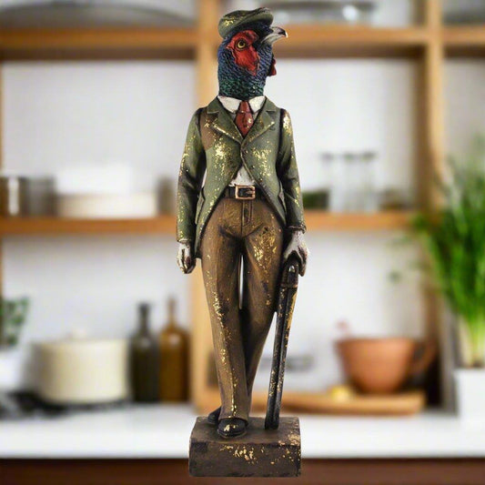 Elegant Pheasant Figurine - Handcrafted Resin Sculpture - Antique Style Home Decor