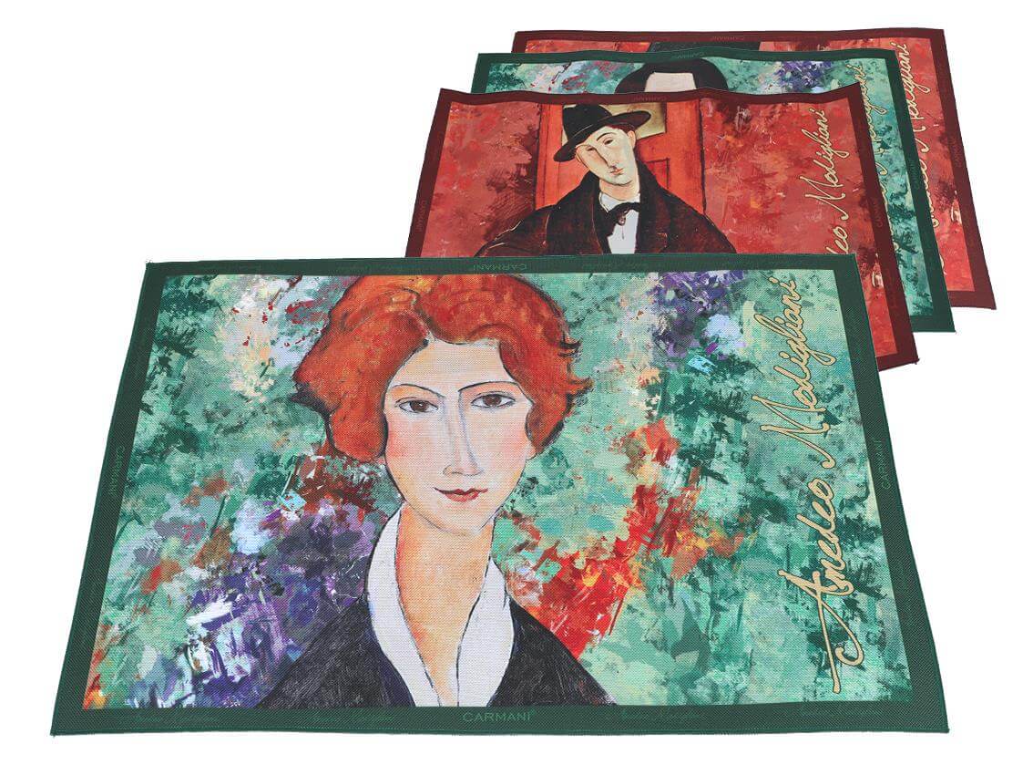 Set of 4 Table Mats Amedeo Modigliani Placemats Museum Reproduction Art Inspired Home Decor