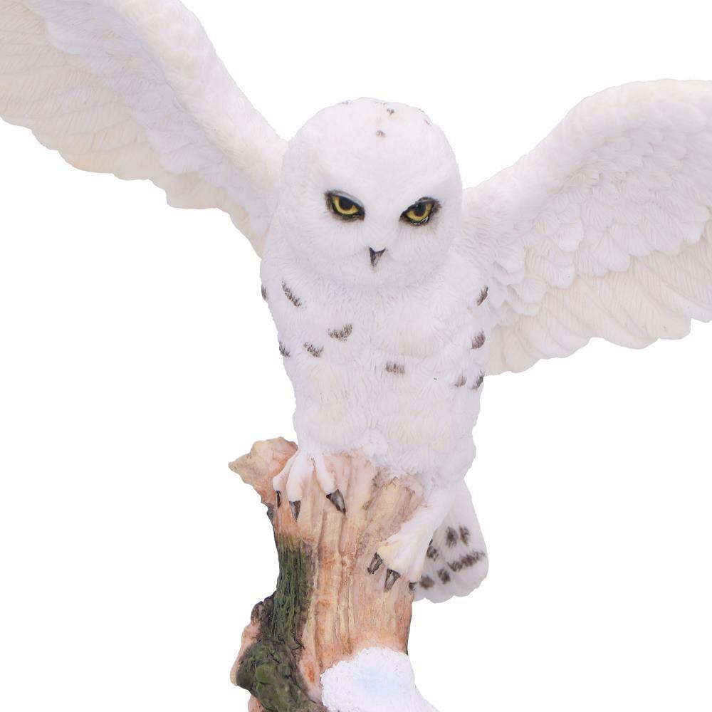 Majestic Snowy Owl Figurine Winter Scene Sculpture Wildlife Statue Art Decor Gift