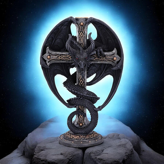 Gothic Dragon Candle Holder – 24.5cm Hand-Painted Resin Fantasy Ornament Decor