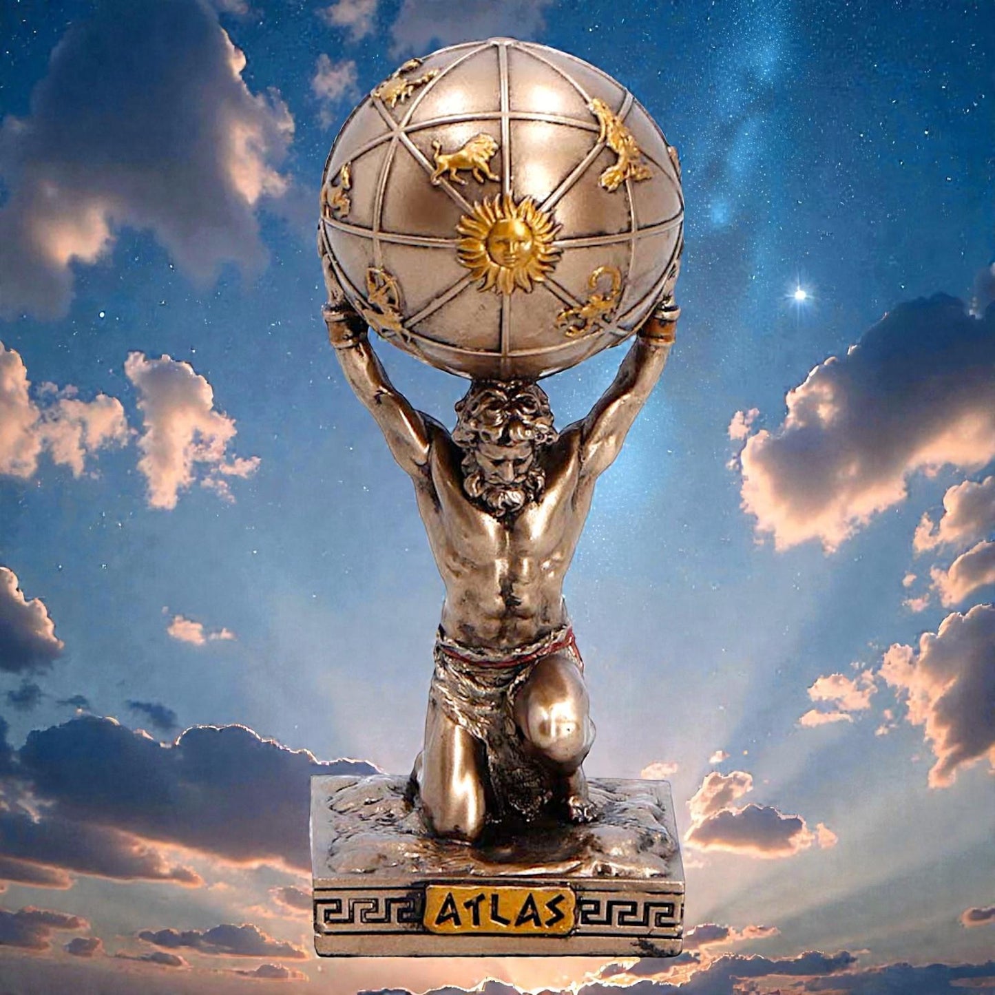 Atlas Titan Mini Figurine Greek Mythology Statue Sky Bearer Ornament Art Decor