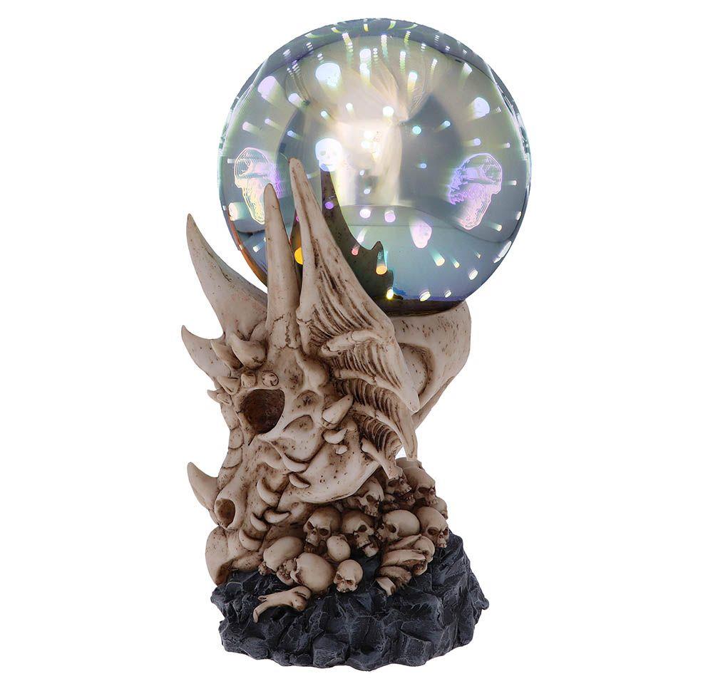 Skeletal Dragon Skull Figurine with Light-Up Orb Multi-coloured LED Skulls  Gift Boxed.