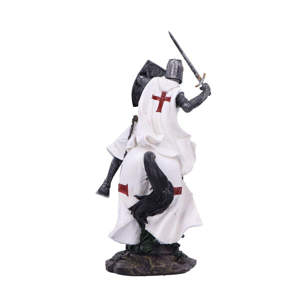 Medieval Templar Knight Statue Crusader Warrior Sculpture Historical Horse Rider