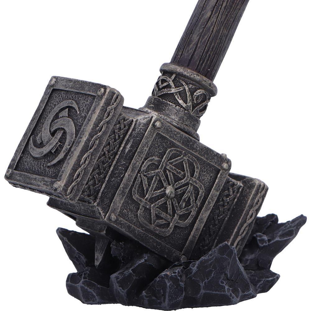 Thor's Hammer with Raven Viking Figurine Norse Mythology Valhalla Statue 23cm