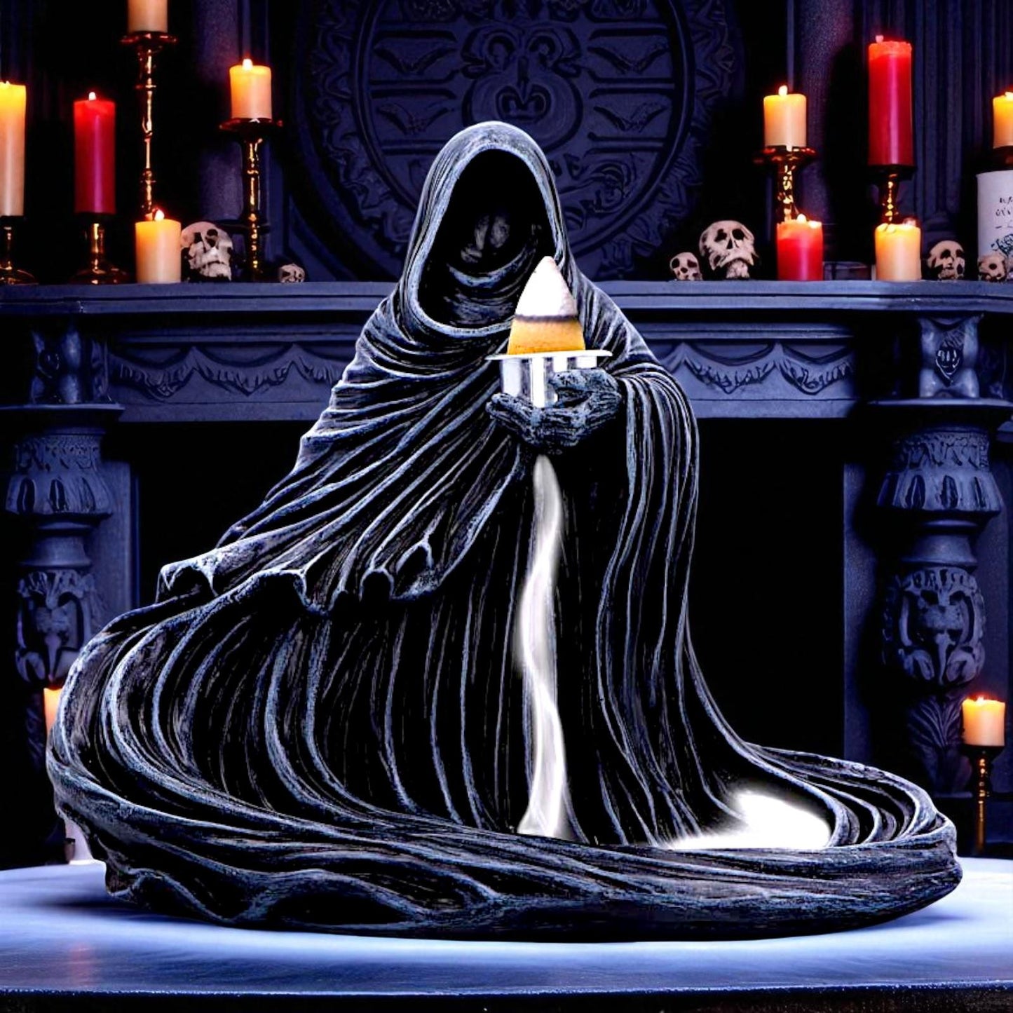 Gothic Backflow Incense Burner Grim Reaper Haunted Halloween Horror Statue