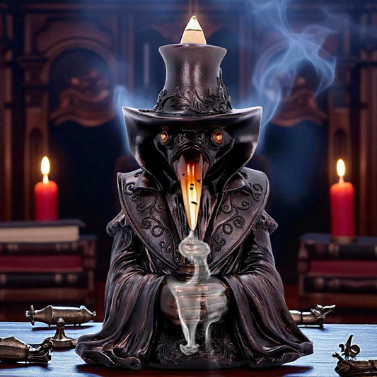 Backflow Incense Burner Plague Doctor Figurine Gothic Cone Holder Ornament