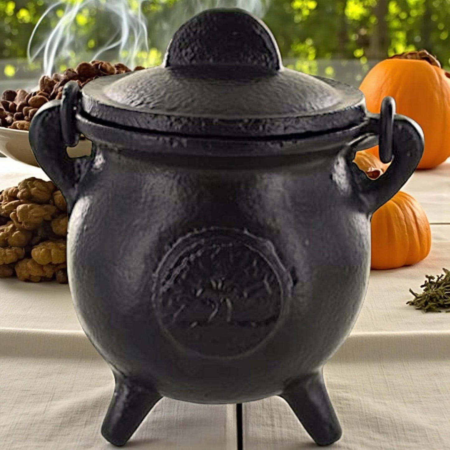 Cast Iron Tree of Life Cauldron Wiccan Altar Tool Pagan Witchcraft Ritual Burner