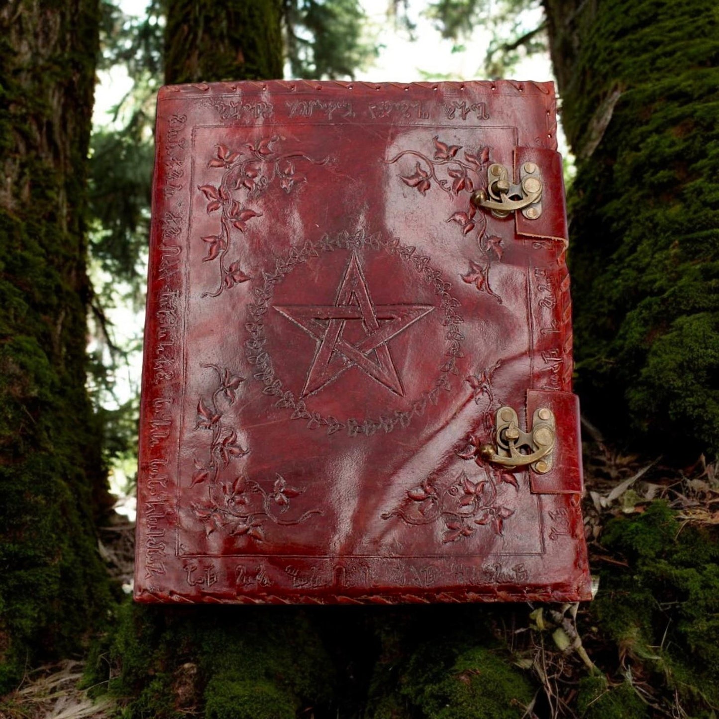 Large Leather Pentagram Book of Shadows Wiccan Altar Pagan Notebook Occult Gift