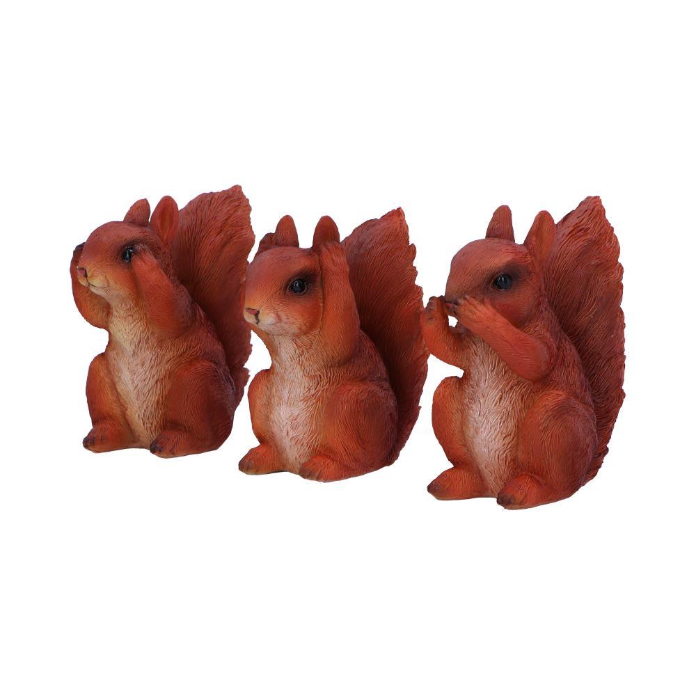 Three Wise Squirrel Figurines Hear See Speak No Evil Woodland Animal Statue